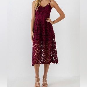 Endless Rose Burgundy Lace Midi Dress